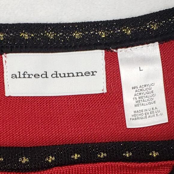 Vintage Alfred Dunner Red Metallic Two-in-One Sweater Top L USA Geometric Print - Picture 5 of 12